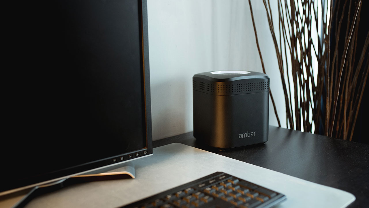 Amber Smart Storage on desk